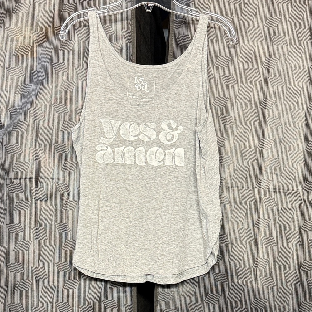 KLSD Gray Tank Top with 'Yes & Amen' Print